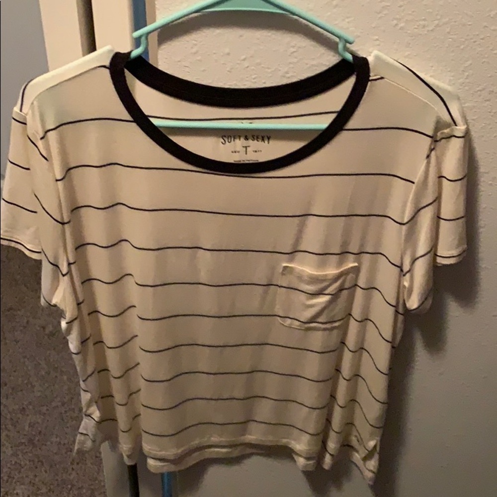 American Eagle Soft & Sexy Women Striped Pocket T